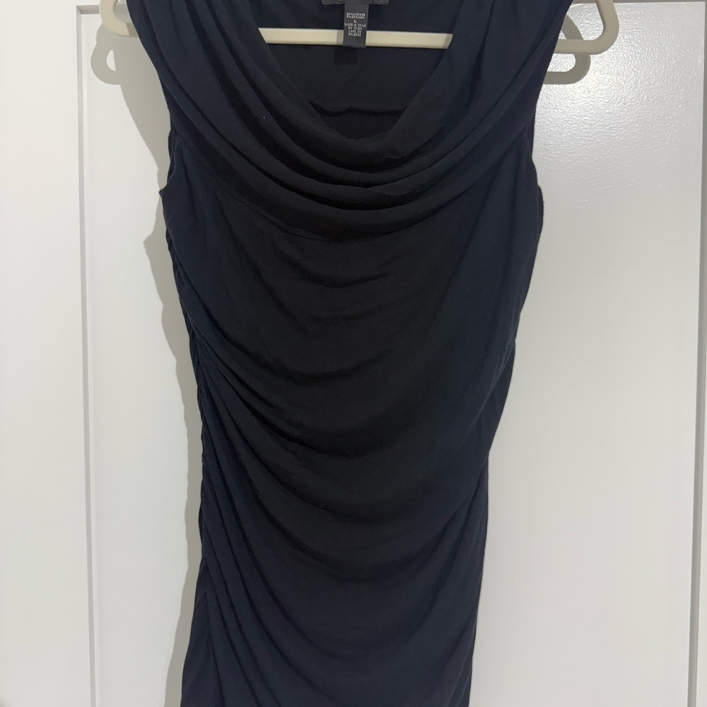 Cable & Gauge Black Draped Sleeveless Midi Dress